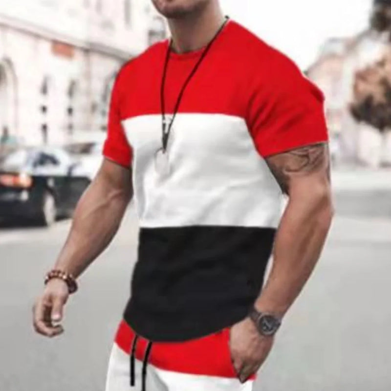 Nova camiseta masculina verificada impresso oversized solto topo masculino férias roupas casuais passeio diário camiseta de manga curta macio