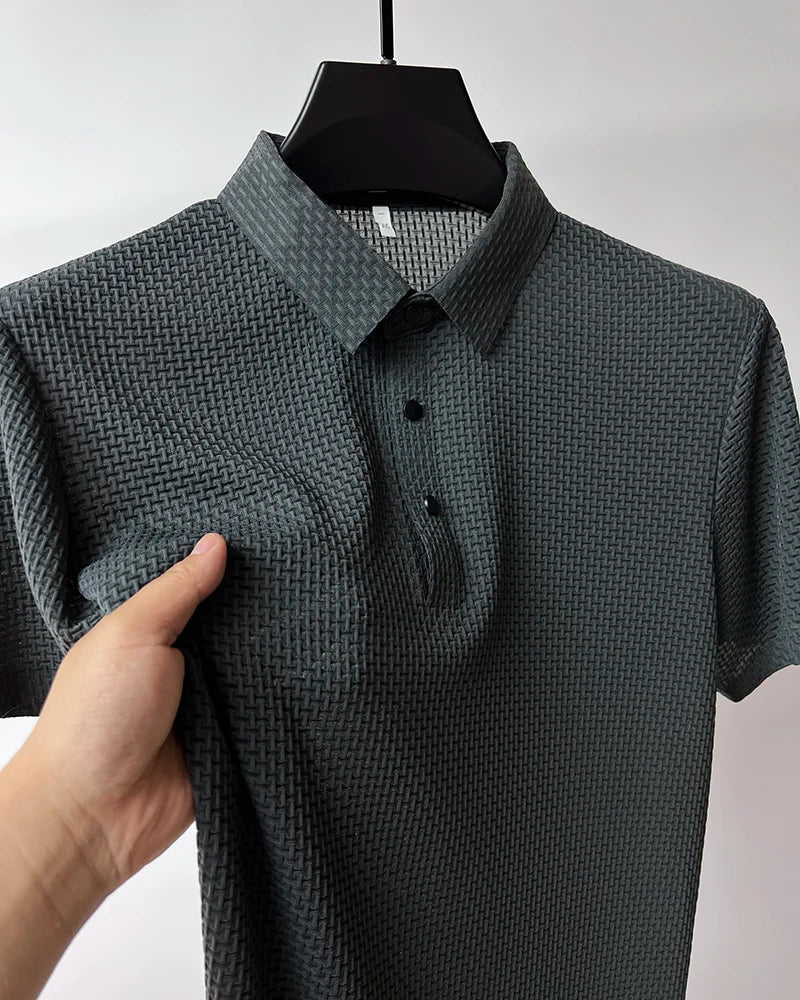 Verão Nova Camiseta Masculina Manga Curta Fresca e Respirável Camisa POLO Casual de Negócios Top Absorvente de Suor