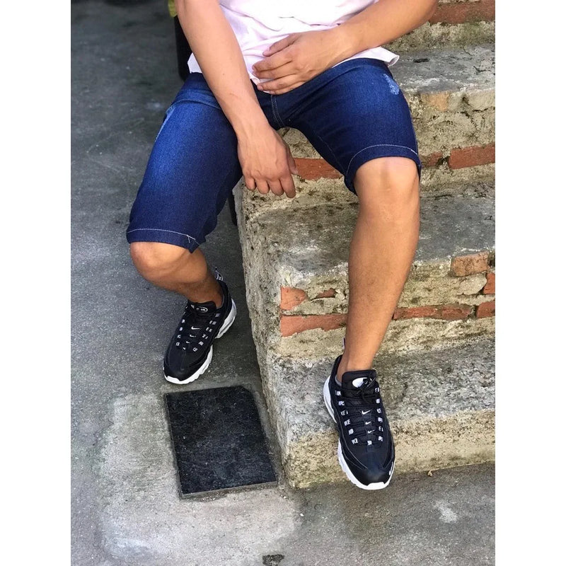 Shorts Jeans Masculino com Lycra, Transparente e Escuro Casual Alta Qualidade Do 36 ao 46